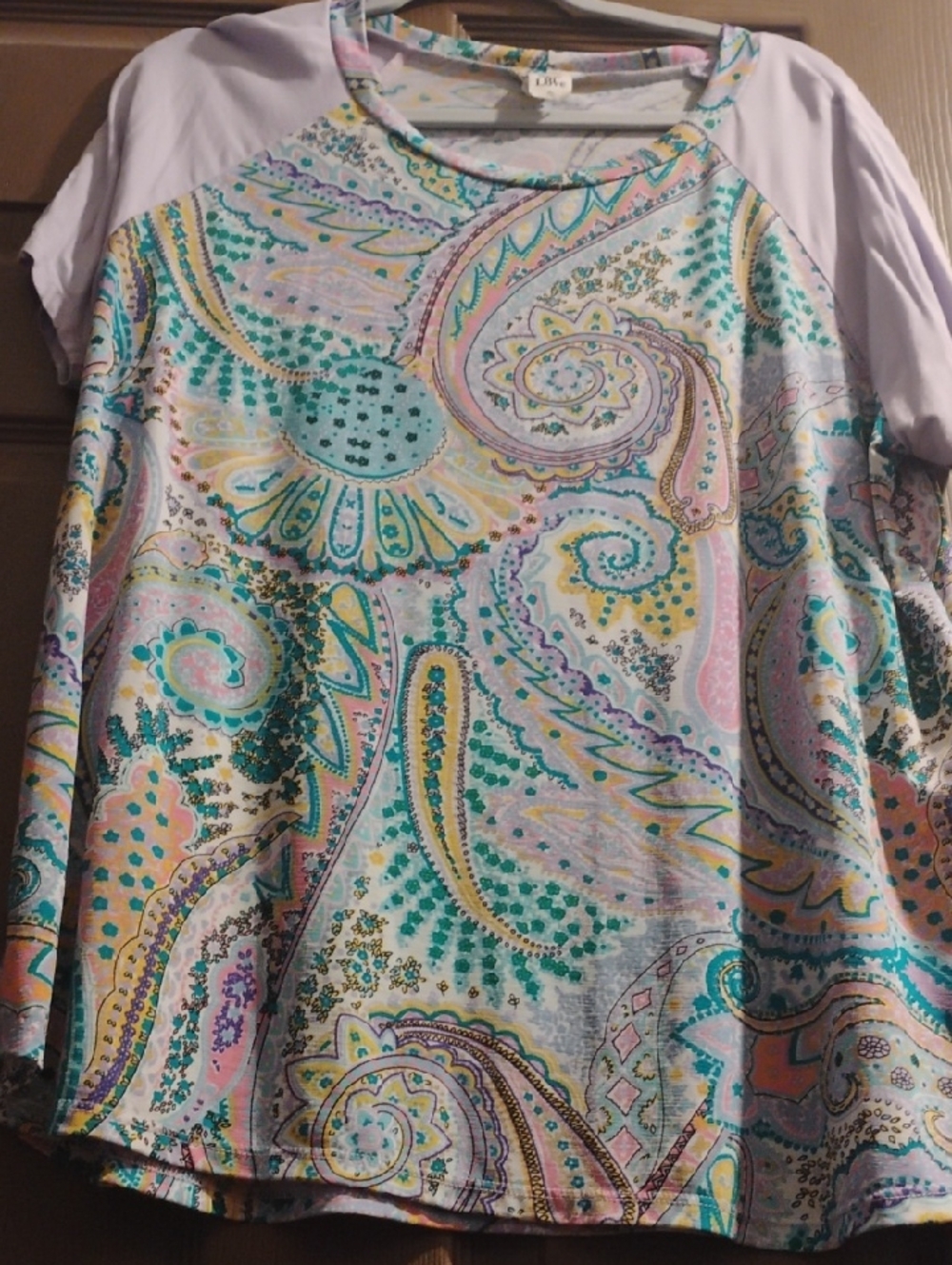 Sew In Love Pastel Paisley Scoop Neck Tee - Mint, Pink, Yellow, Lavender